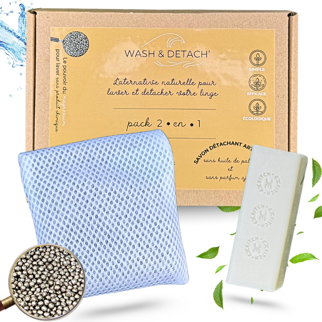 EXKITCH® 2-in-1 Ecologico – Alternativa al Detersivo + Stick Smacchiante Artigianale – 350 Lavaggi Riutilizzabili – Zero Rifiuti, Ipoallergenico, Per Neonati e Pelli Sensibili – NUOVA VERSIONE