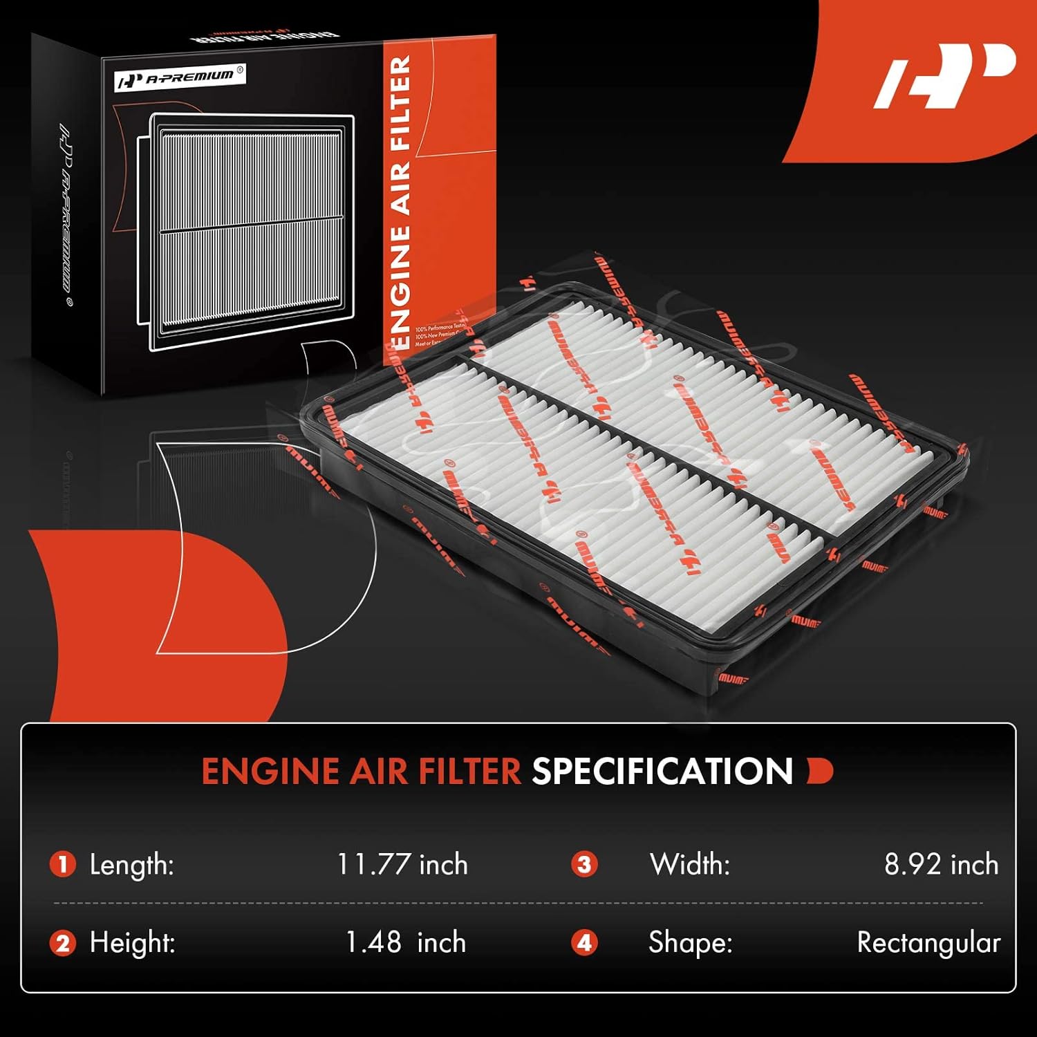 A-Premium 2-PC Engine Air Filter Compatible with Hyundai Santa Fe, Santa Fe Sport, Santa Fe XL & Kia Sorento, 2013-2019, 2.0L 2.4L 3.3L, Rigid Panel, Replace# 281132W100