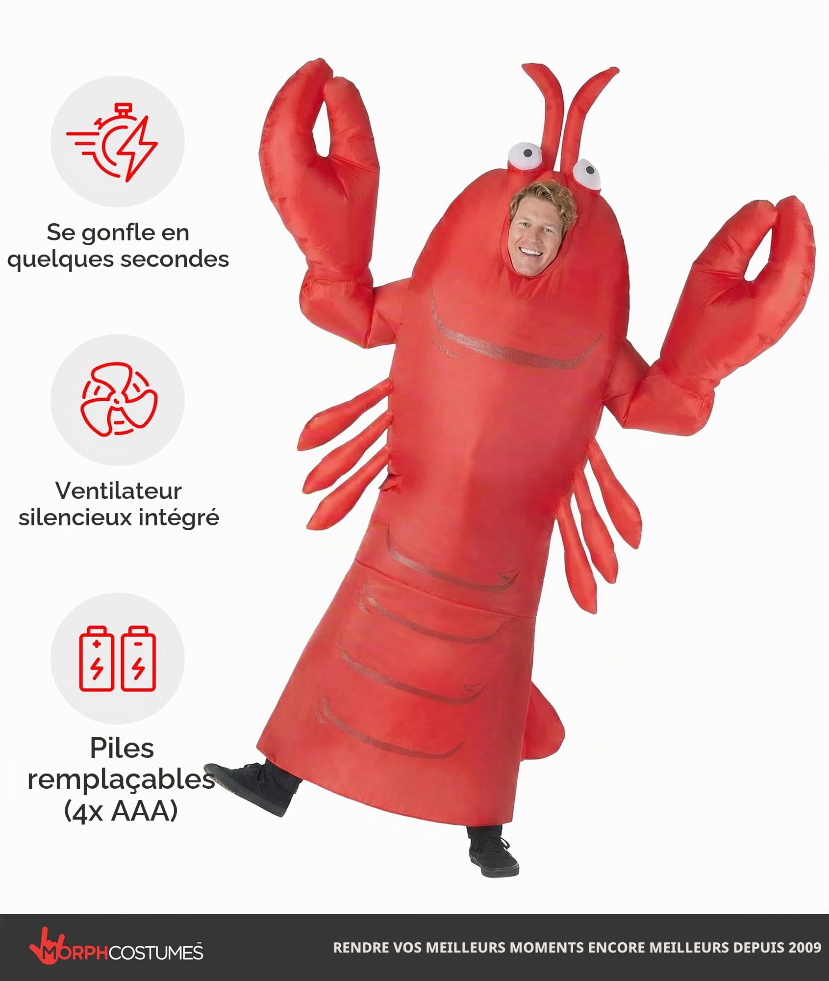 Morph Costumes Déguisement Homard Adulte, Déguisement Gonflable Adulte taille Unique