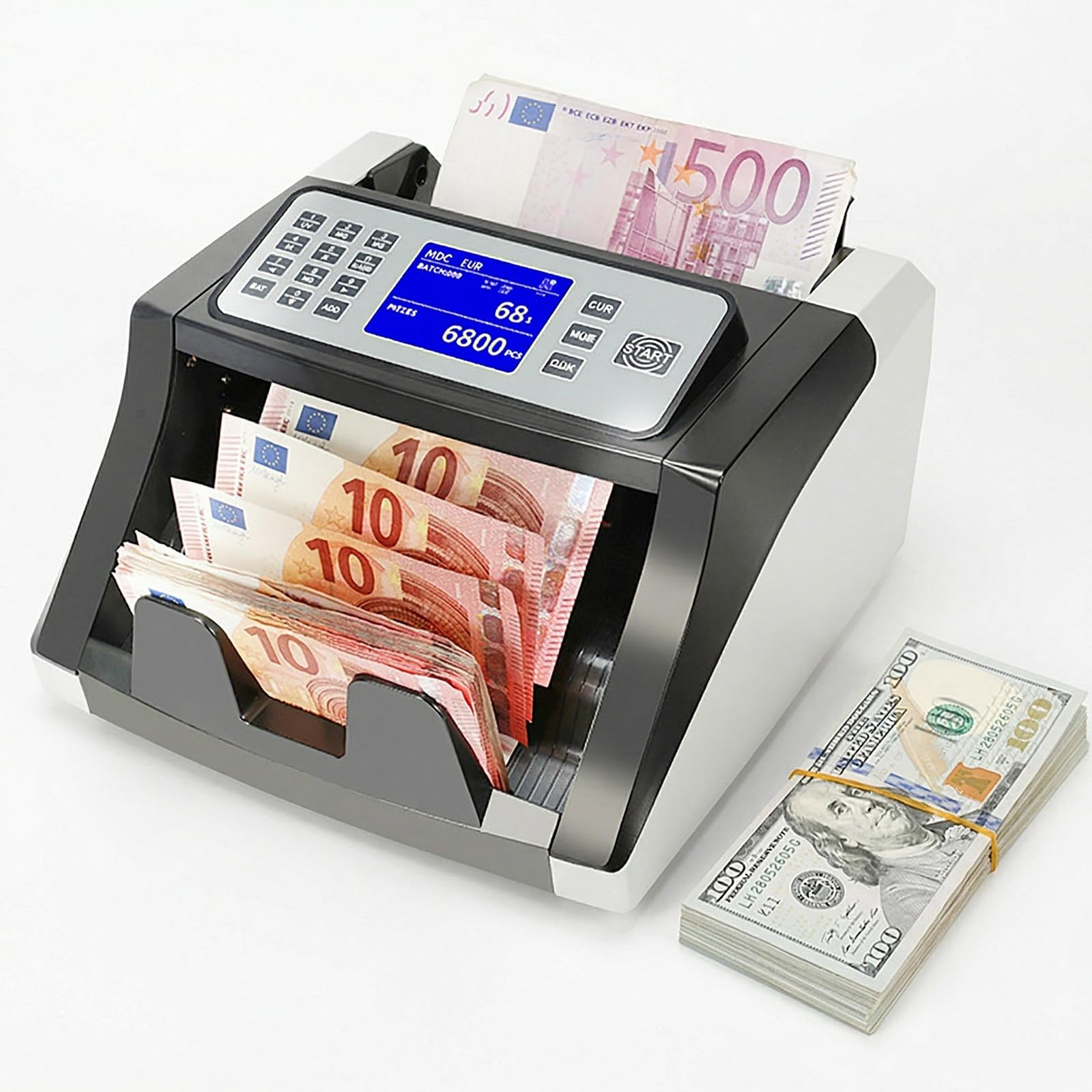 Przenośna Liczarka Pieniędzy,Liczarka Gotówki,Z Wyświetlaczem Lcd,Liczenie/Kumulowanie/Ustawianie/Sumowanie,Wykrywanie Fałszywych Banknotów Uv/Mg/Ir,1000 Banknotów/Min,Do Użytku Biznesowego