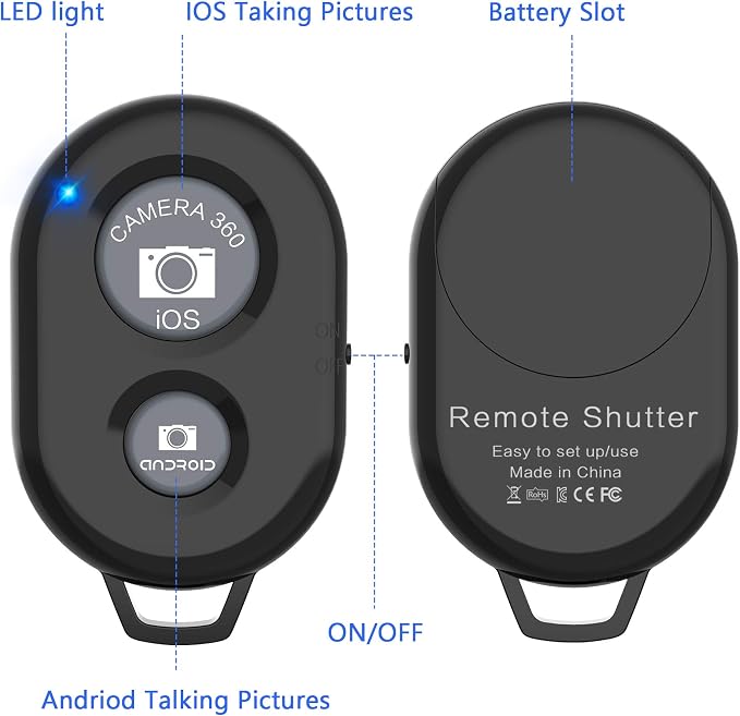 Control remoto inalámbrico para cámara smartphone pack 2 miniatura 3