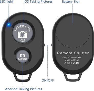 Wireless Camera Remote Shutter for Smartphones (2 Pack), zttopo Wireless Phone Camera Remote Control Compatible with iPhone/Android Cell Phone - Create Amazing Photos and Selfies, Wrist Strap Included