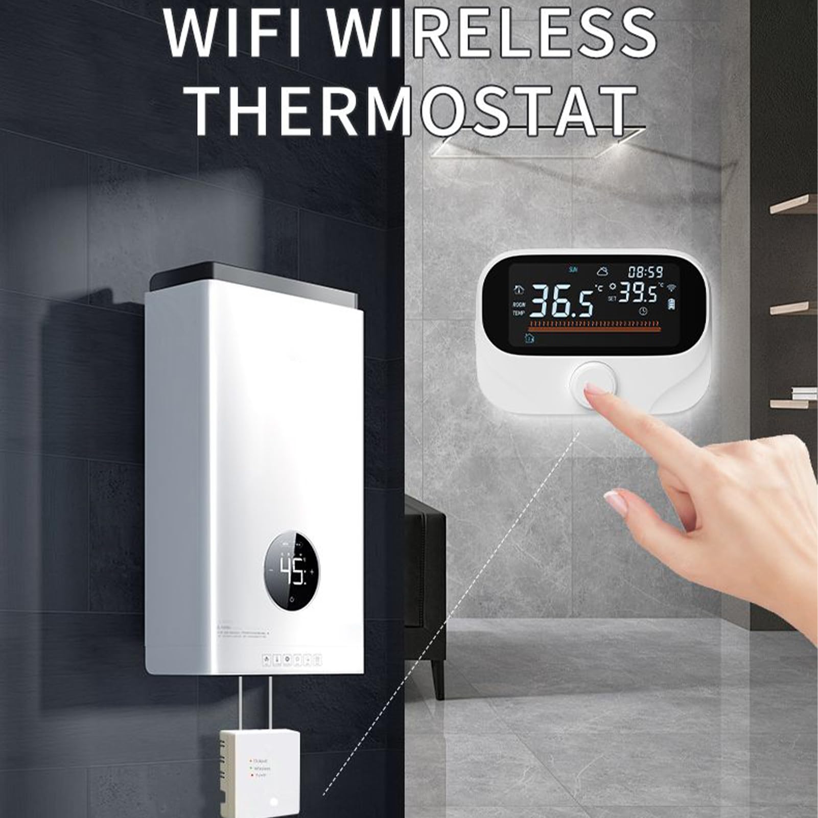 Smart Home Thermostat Programmierbare App Und Sprachsteuerung Sensor | Heizungstemperatur-Überwachungsgerät für Heizkessel Gewächshaus Wohnmobil Büro Zuhause Schlafzimmer Wohnzimmer