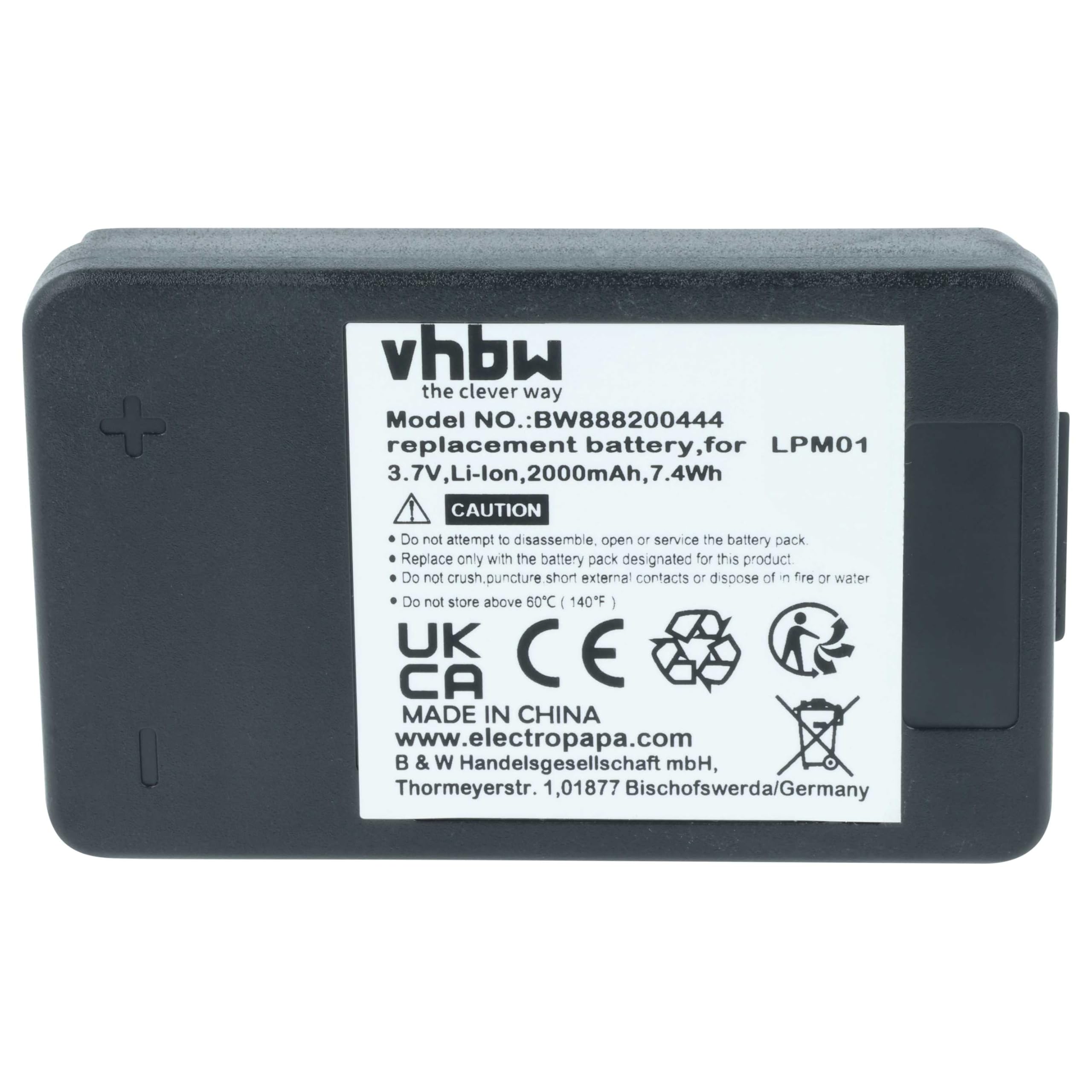 vhbw batteria sostituisce Autec R0BATT00E11A0 per Radiocomando Industriale, Telecomando (2000mAh, 3,7V, Li-Poly) - Nero
