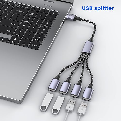 Miniatura 3 de MOGOOD Cable divisor USB 4 en 1, adaptador de cable USB a USB, adaptador USB a 4, cable USB divisor 4, adaptador de alimentación USB para carga de