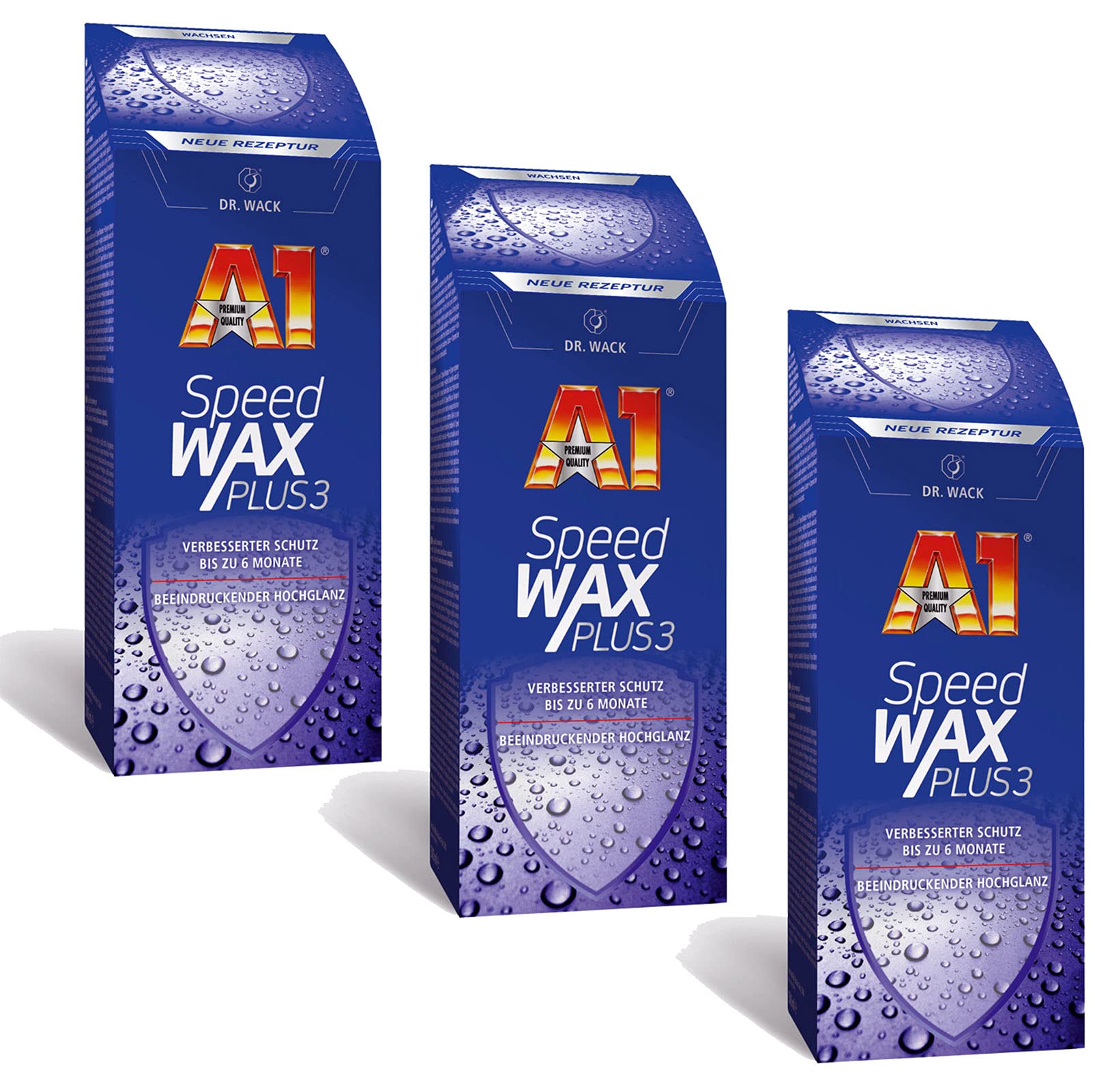 3X 500ml Dr. Wack A1 Speed Wax Plus 3, Auto-Hartwachs, Auto-Wachs, Lackschutz, Lackversiegelung, Carnauba-Wachs mit extrem langanhaltenden Wasser-Abperl-Effekt für alle Lacke