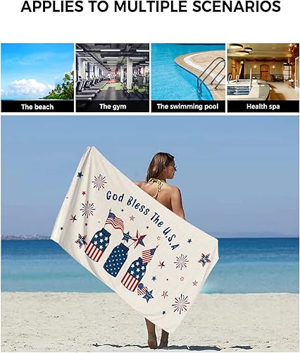 Miniatura 6 de Patriotic Flag Red Blue Bath Towels for Bathroom Set - Luxury Microfiber Towels Gifts for Women,Quick Dry Beach Kitchen Hand Hair Face Yoga Workout
