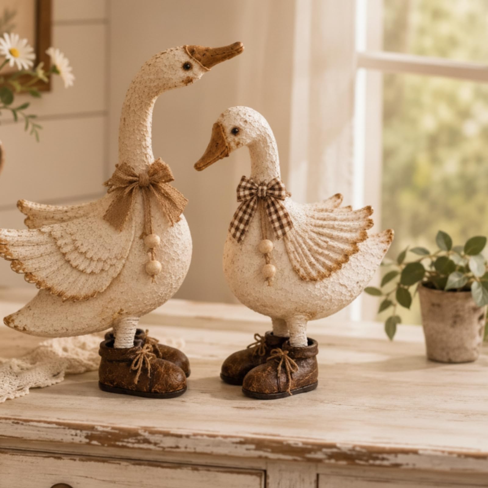 2 Piezas Figura Animal Granja Rústica Adorno Rústico Animal Compacta Figura Resina con Textura para Cocina, Entrada,