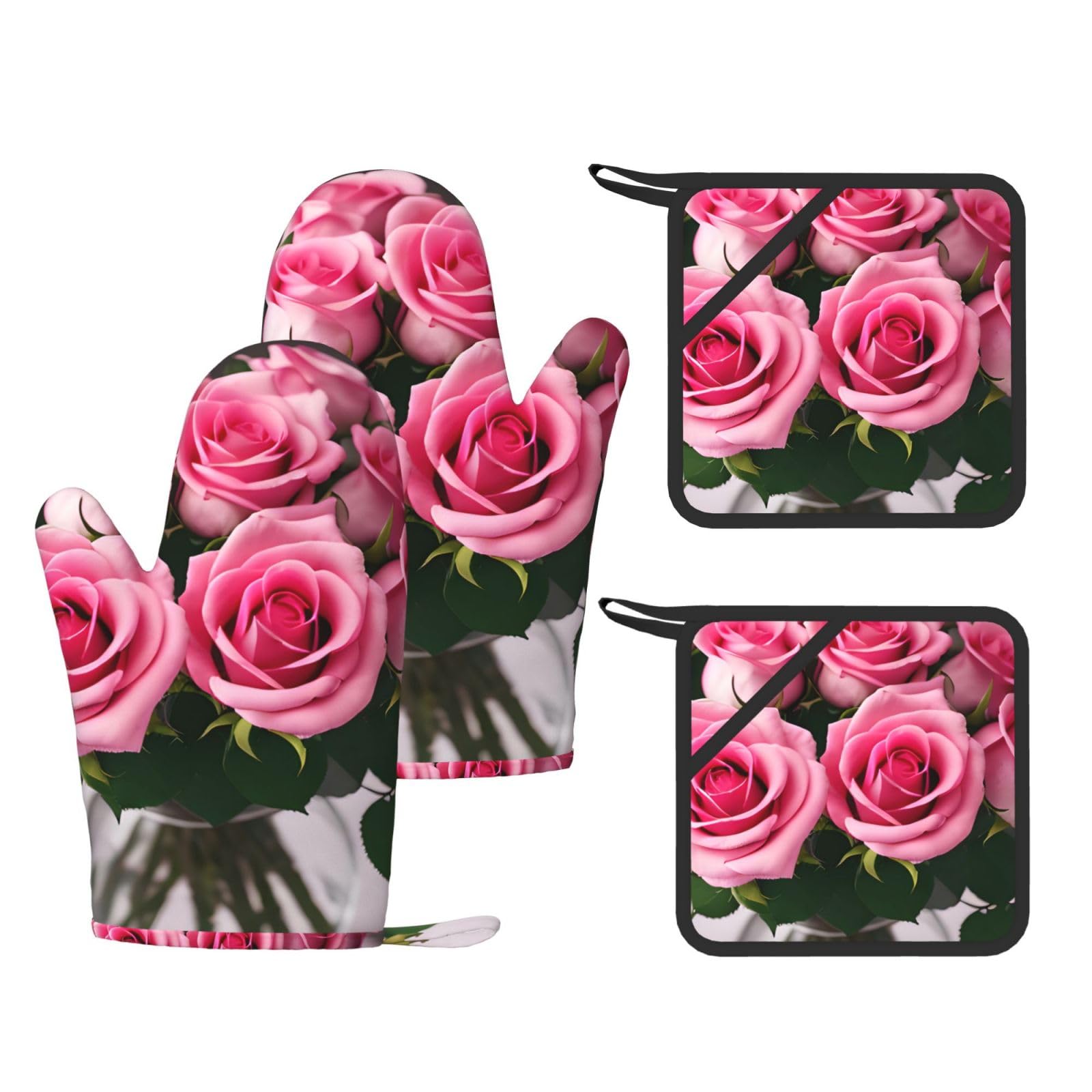 Maniques en silicone antidérapantes lot de 4 isolation thermique motif roses