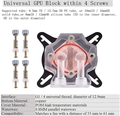 Miniatura 5 de Kit de refrigeración por agua para PC, kit de enfriamiento de agua DIY con enfriador de bloque de CPUGPU, bomba de depósito de agua cilíndrica,