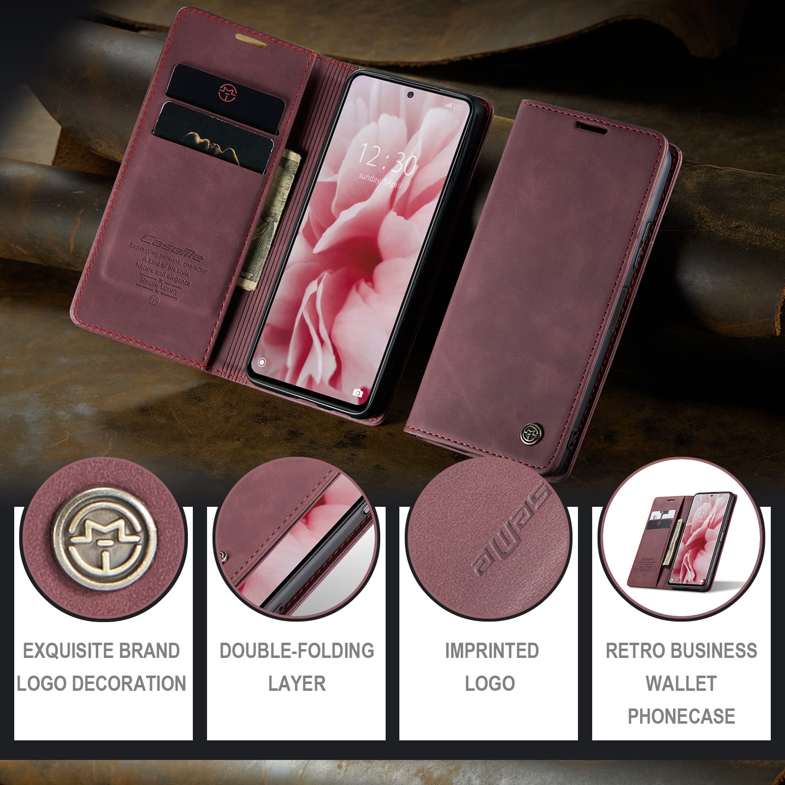 Custodia a portafoglio per Xiaomi Redmi Note 11 Pro, in morbida pelle PU, con supporto magnetico e scomparti per carte di credito, per Redmi Note 11 Pro (rosso