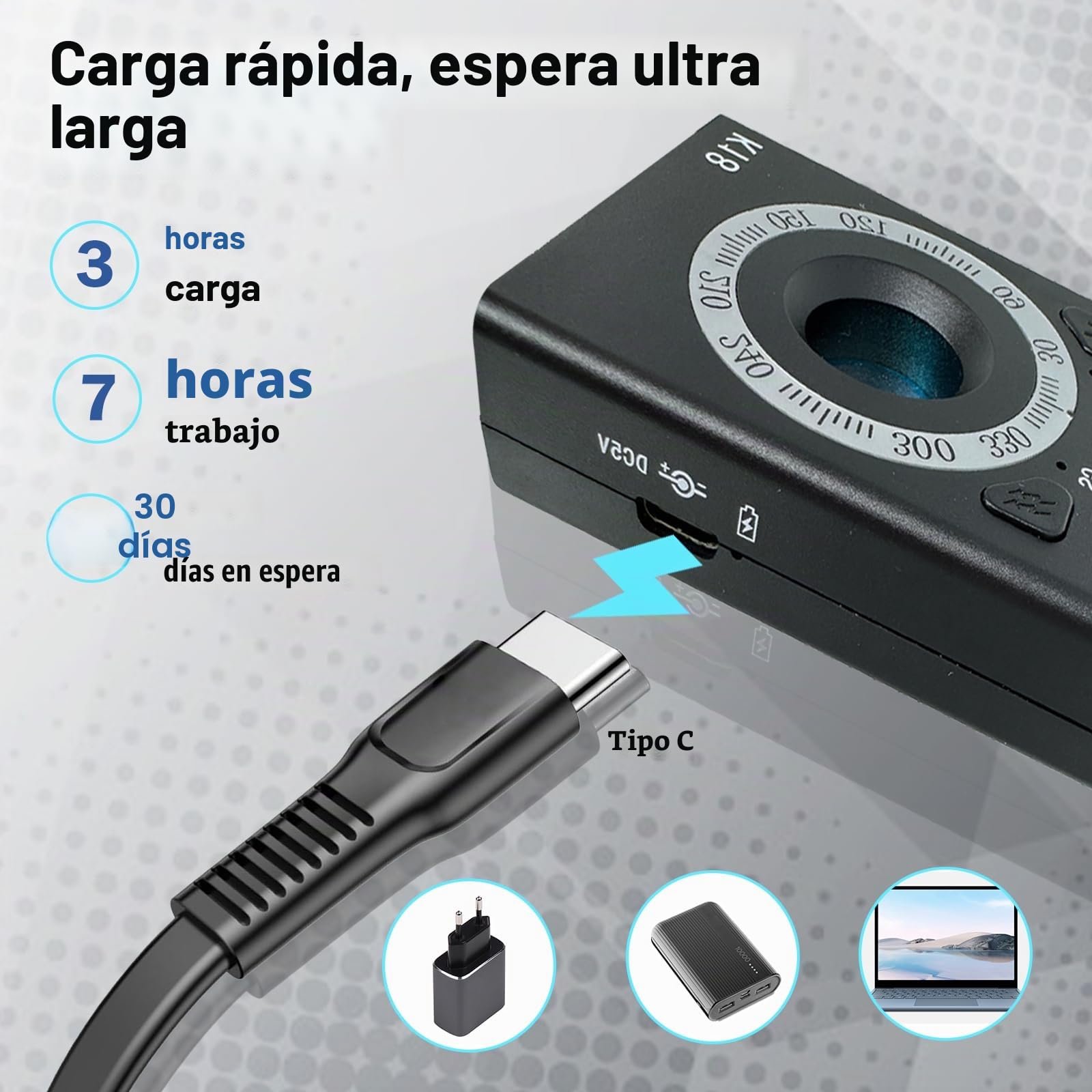 Detector de Camaras y Microfonos Ocultos, Detector de Cámara Espía Portátil Bug Detector Detector Antiespía GPS GMS Spy Finder Detector de señal RF Inalámbrico Detector para Hogar, Oficina, Hotel