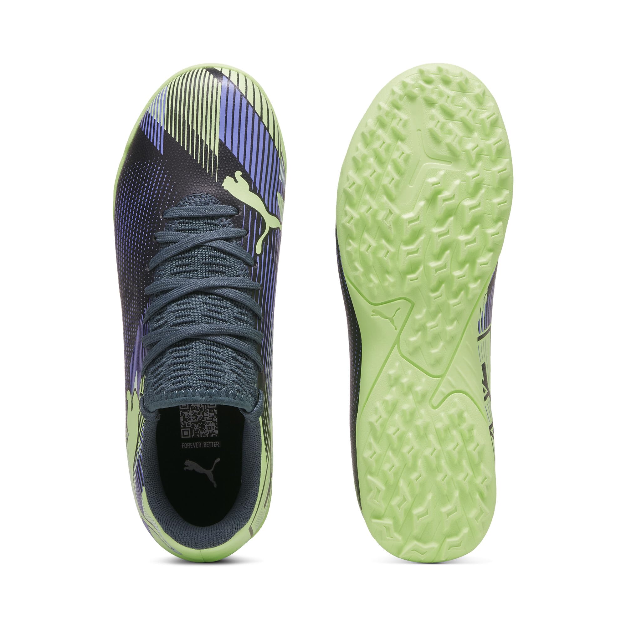 Puma Unisex Youth Future 7 Play TT JR Soccer Shoe, Gray Skies-Elektro Purple-Fizzy Apple-Puma White, 37 EU