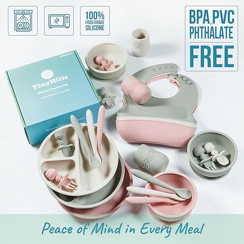 Miniatura 4 de Juego de alimentación de silicona para bebés, suministros de destete para bebés, plato y cuenco de succión, cuchara y tenedor de autoalimentación, 2
