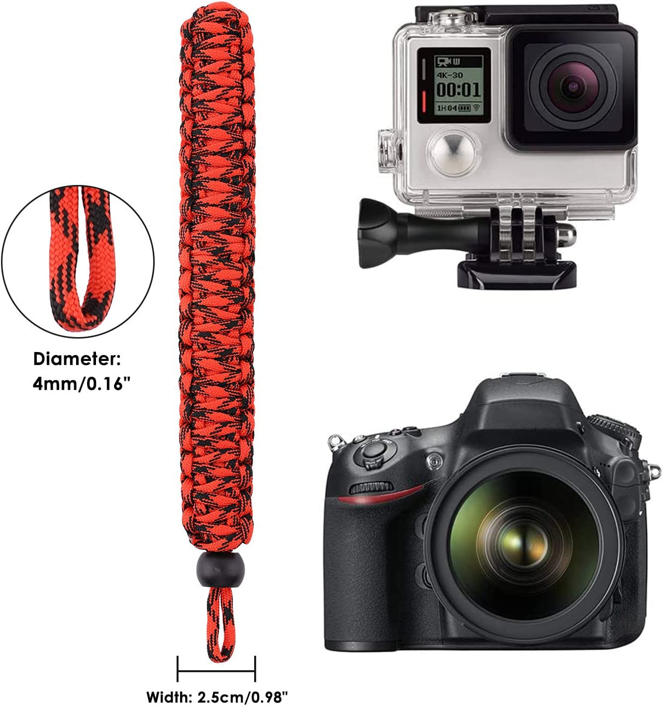 Cinghia Da Polso Per Fotocamera MoKo - 2 Pezzi, Nero E Rosso, Per DSLR/Mirrorless