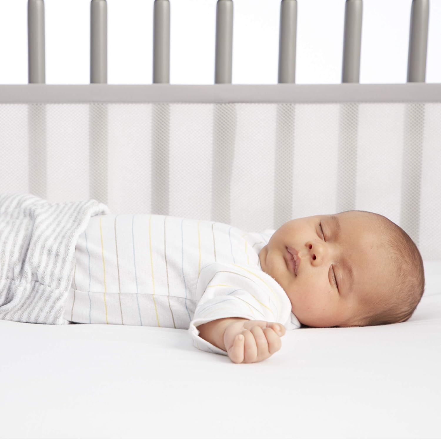 AirflowBaby Essential Mesh Crib Liner - White, 11" High, Fits Four-Sided Slatted and Solid Back Cribs : Baby