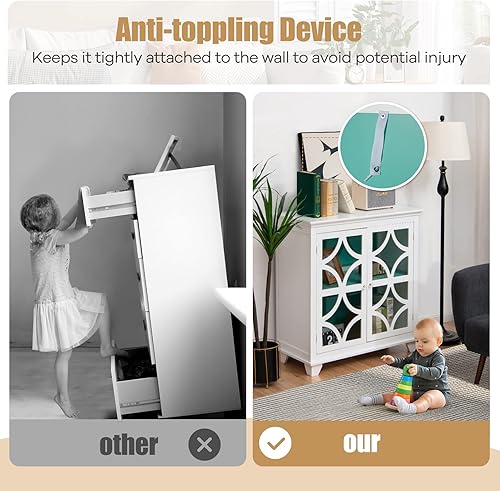 Miniatura 6 de Giantex Aparador de buffet, armario de cocina independiente con estante ajustable, 2 puertas decorativas de vidrio, organizador de almacenamiento