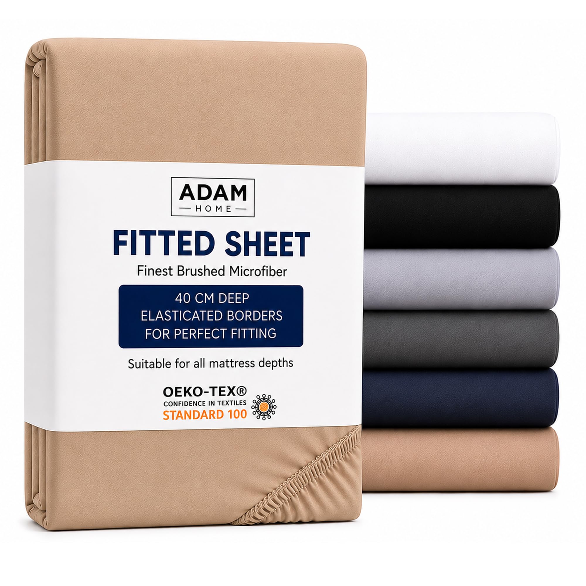 Adam Home Double Fitted Sheet Beige (137x190 cm) Extra Deep 16 Inch (40 cm) Pocket Soft Brushed Microfiber Mattress Bed Sheet for Double Bed – Breathable, Shrink & Fade Resistant