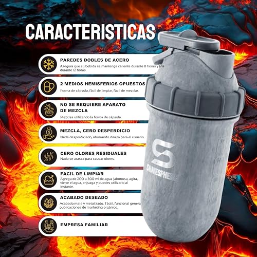 Miniatura 2 de SHAKESPHERE Botella mezcladora de proteínas de acero, aislada, sin BPA, 24 onzas, a prueba de fugas, fácil de limpiar, no necesita bola de