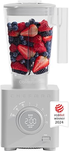 Chefman Obliterator - Batidora de encimera de 48 onzas para batidos, motor de 1380 W para triturar hielo, nueces y frutas congeladas con hoja de