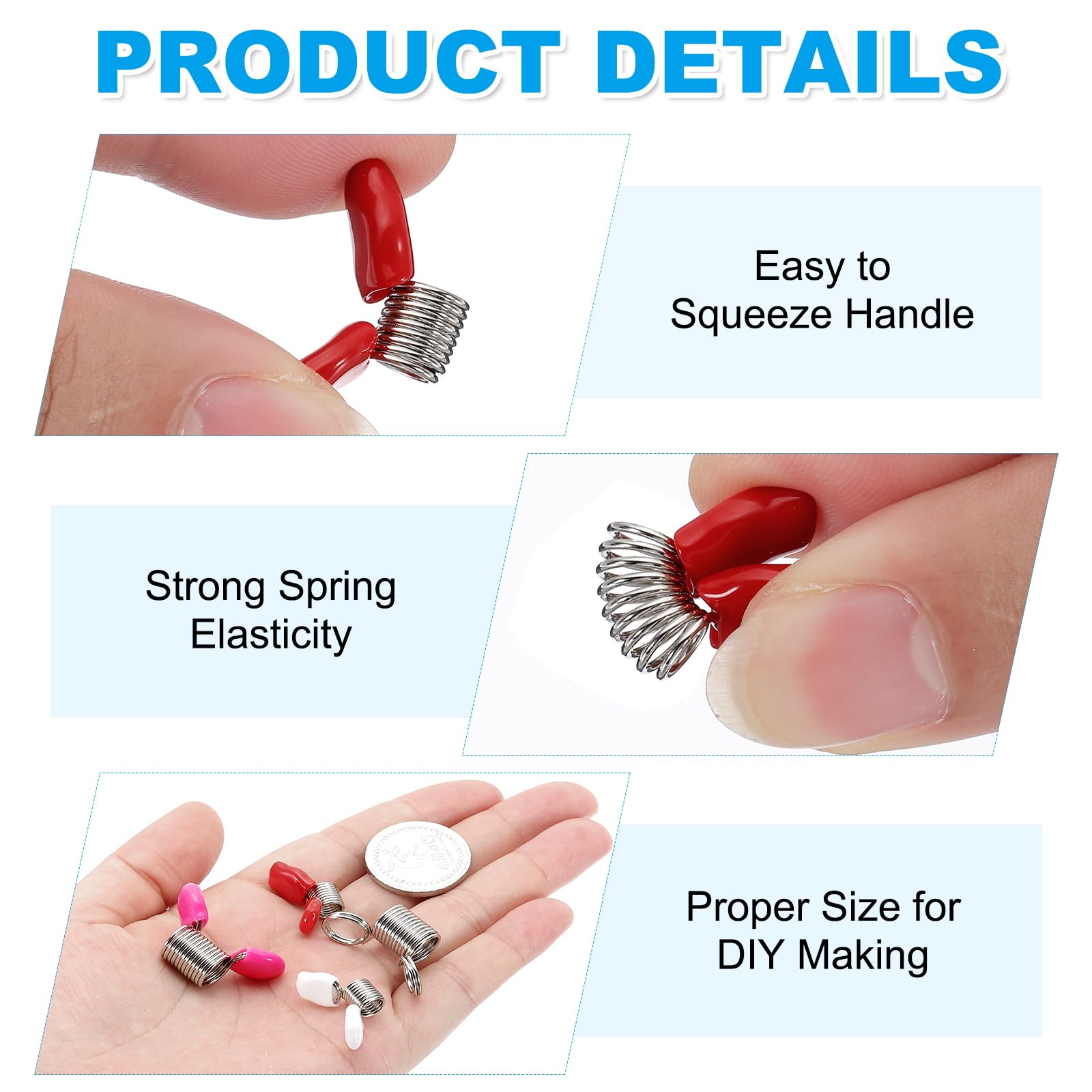 PATIKIL Bead Stopper for Jewelry Making 10 Pcs 22mm Spring Bead Clamps Plated with Handle for Jewelry Bracelet Making Red - Image 3