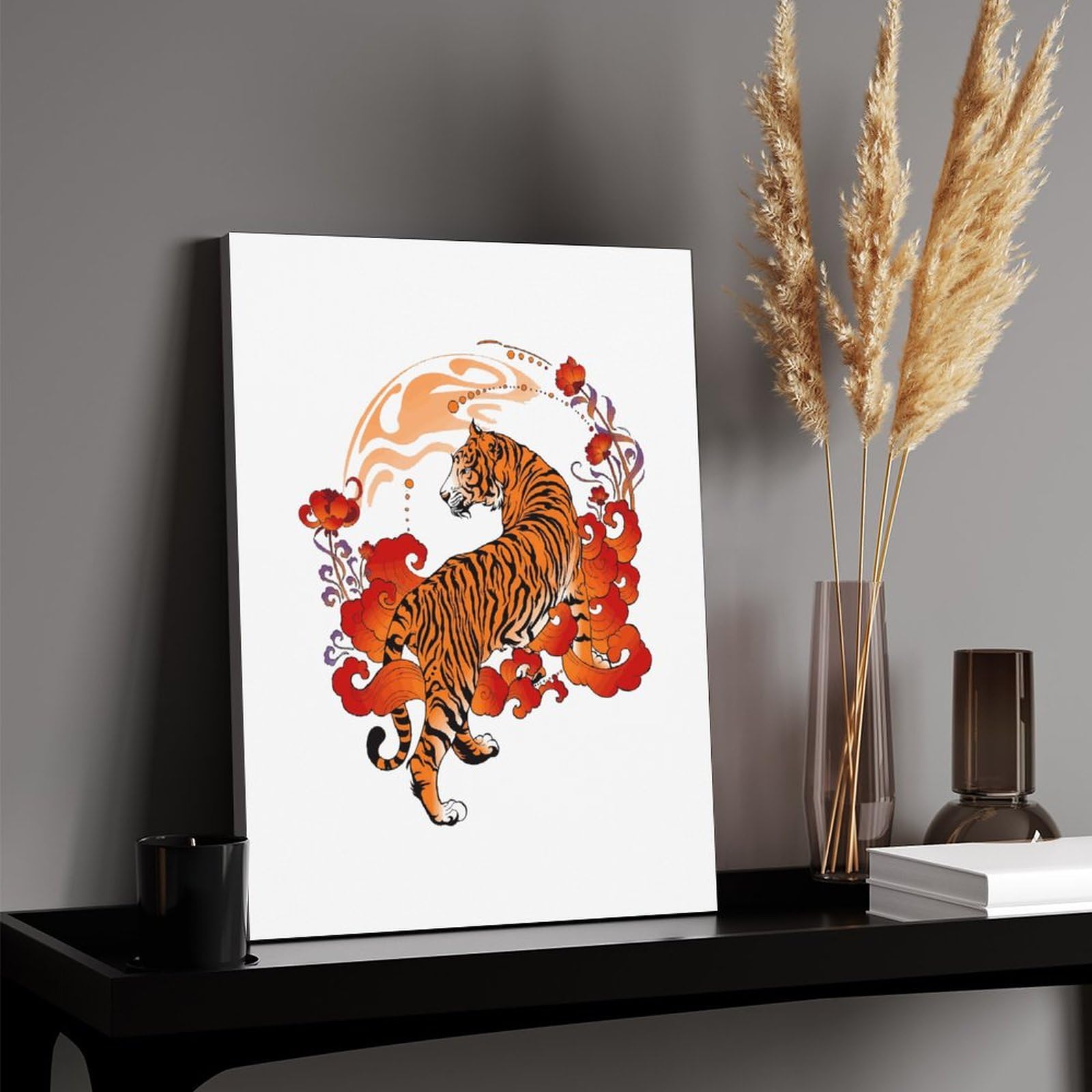 Amazon.co.jp: タイガー 虎 花 トラ とら キャンバス絵画 アートパネル