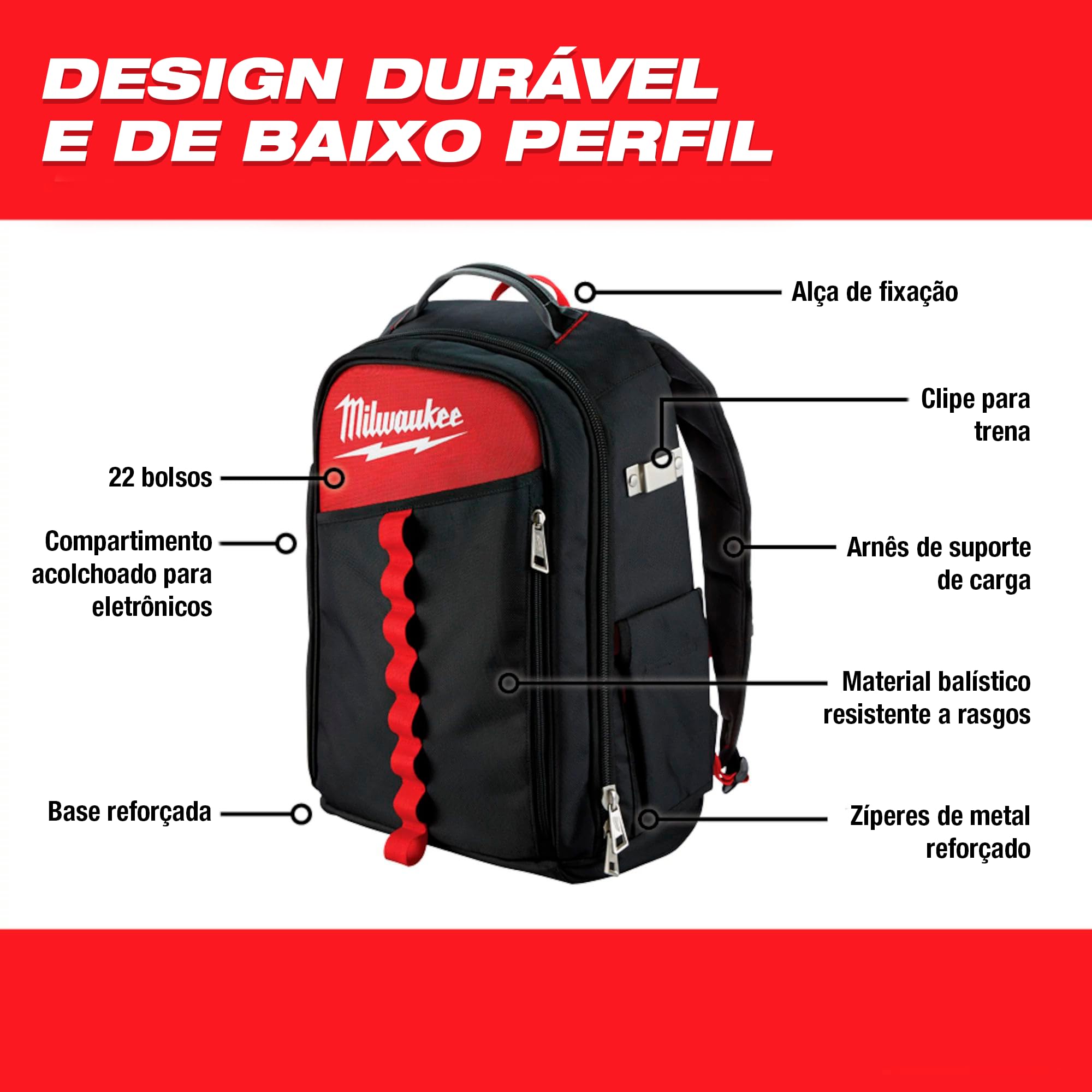 Milwaukee Mochila Perfil Baixo 48-22-8202 | Amazon.com.br
