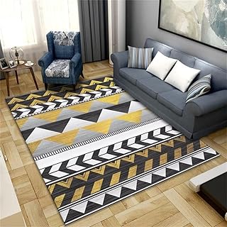 Outdoor Läufer Wetterfest Orientteppich Büro Teppich Dreieckiges minimalistisches Design Schlafzimmer Wohnzimmer Teppich Kristall Samt Stoff Waschbarer Teppich Kinderzimmer(Gelb 80X120cm)