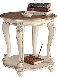 Signature Design by Ashley Realyn Round End Table, Cottage-Style Side Ta...