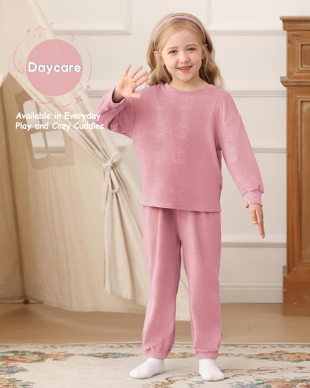 Jecson Toddler Girl Clothes Set: Soft Thick Stretchy Outfits Graphic Sweatshirts & Jogger Pants Cute Winter Home Outdoor 2-8Y - Image 2