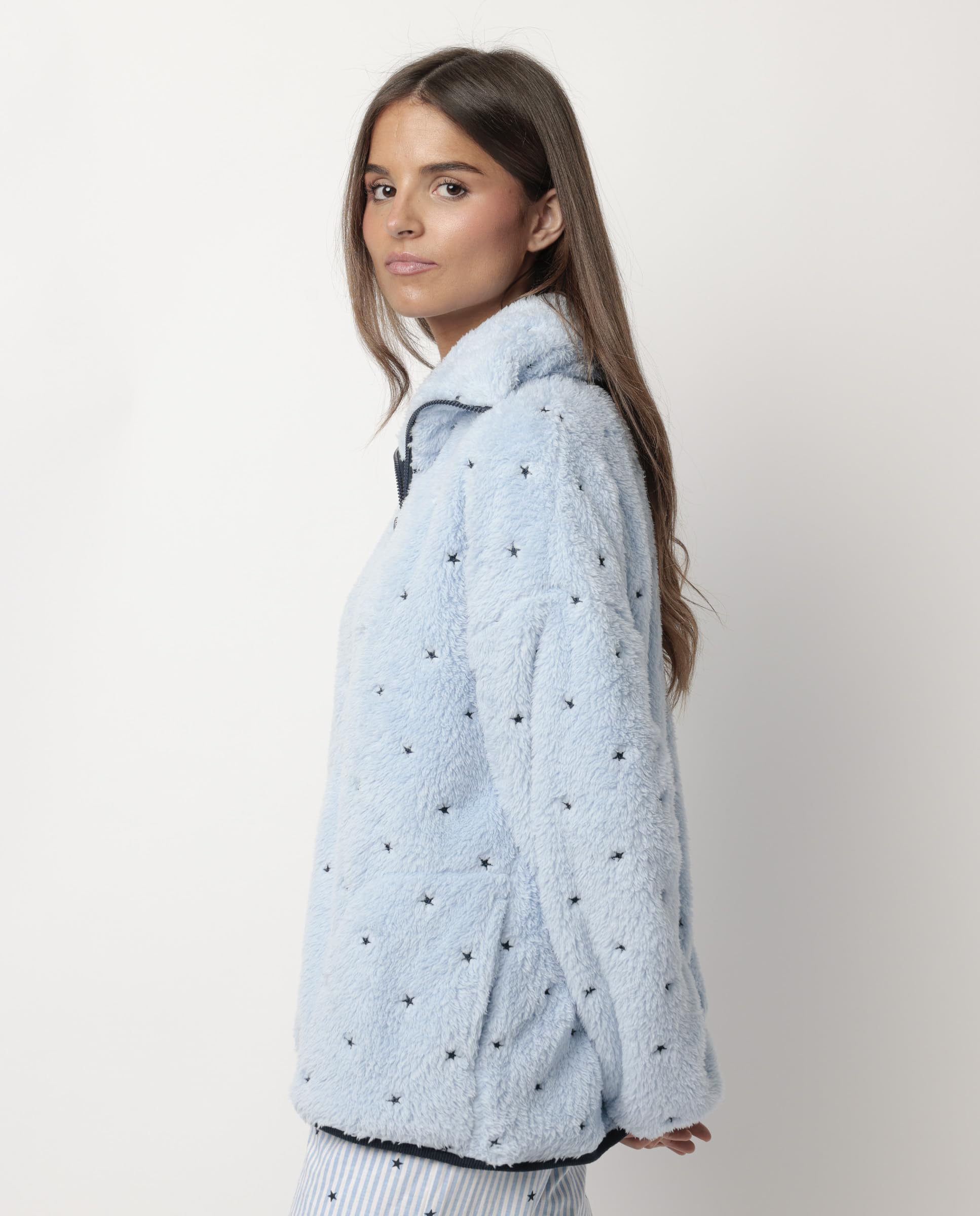 ADMAS CLASSIC Bata Manga Larga Calentita Stripes And Stars para Mujer