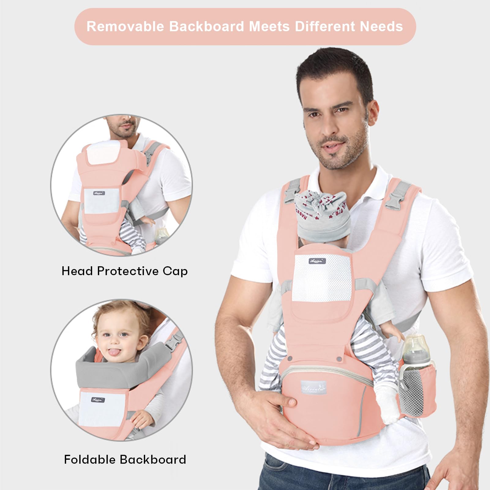 IULONEE - Portabebé con asiento de cadera ergonómico para niños de 3 meses a 3 años (3-20 kg)