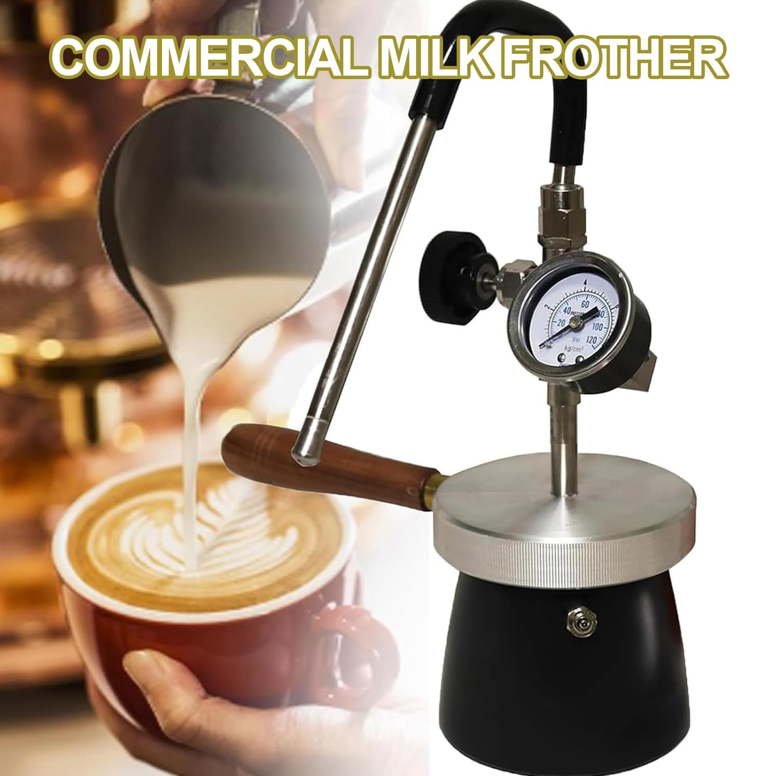Espumador de leche portátil y vaporizador con ángulo ajustable para capuchino y café con leche