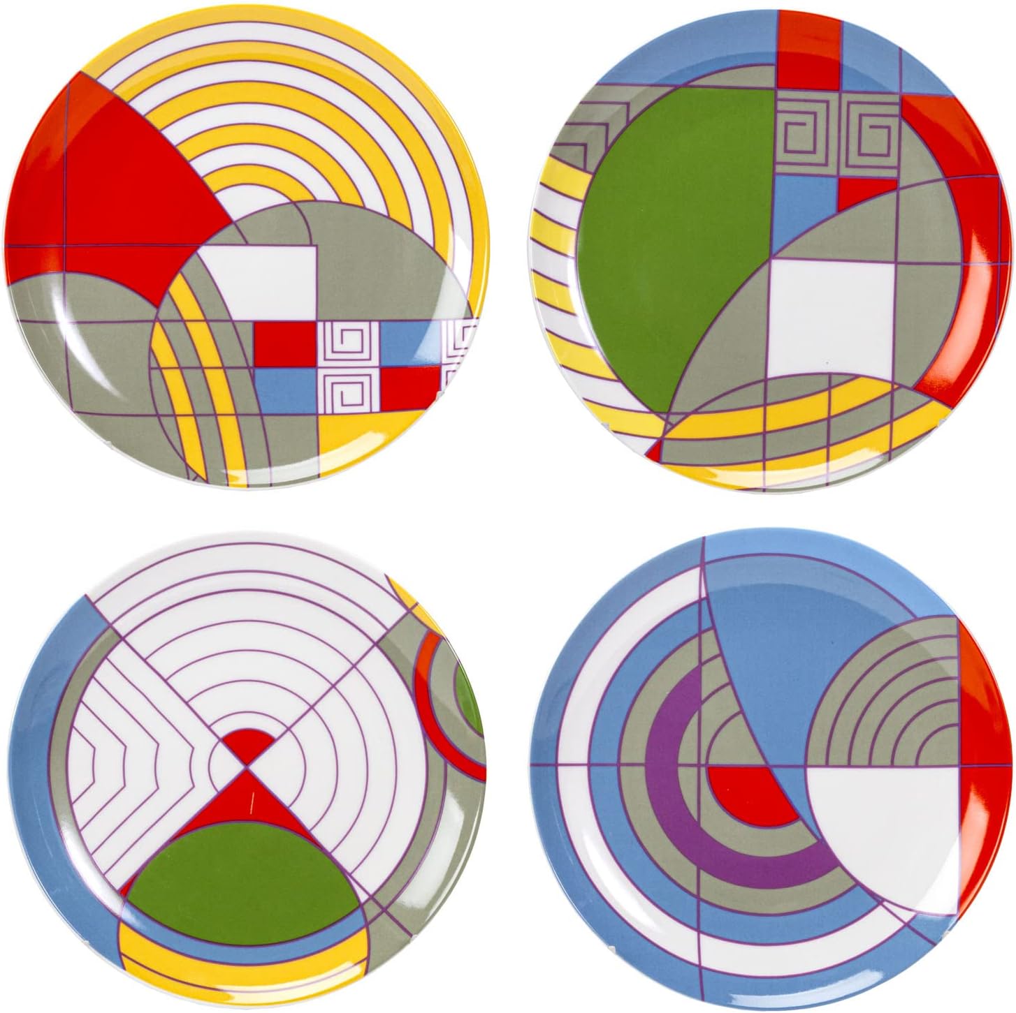 Pacific Giftware Hoffman Rug Dessert Plates, Set of 4, 7-Inch Diameter, Multicolor