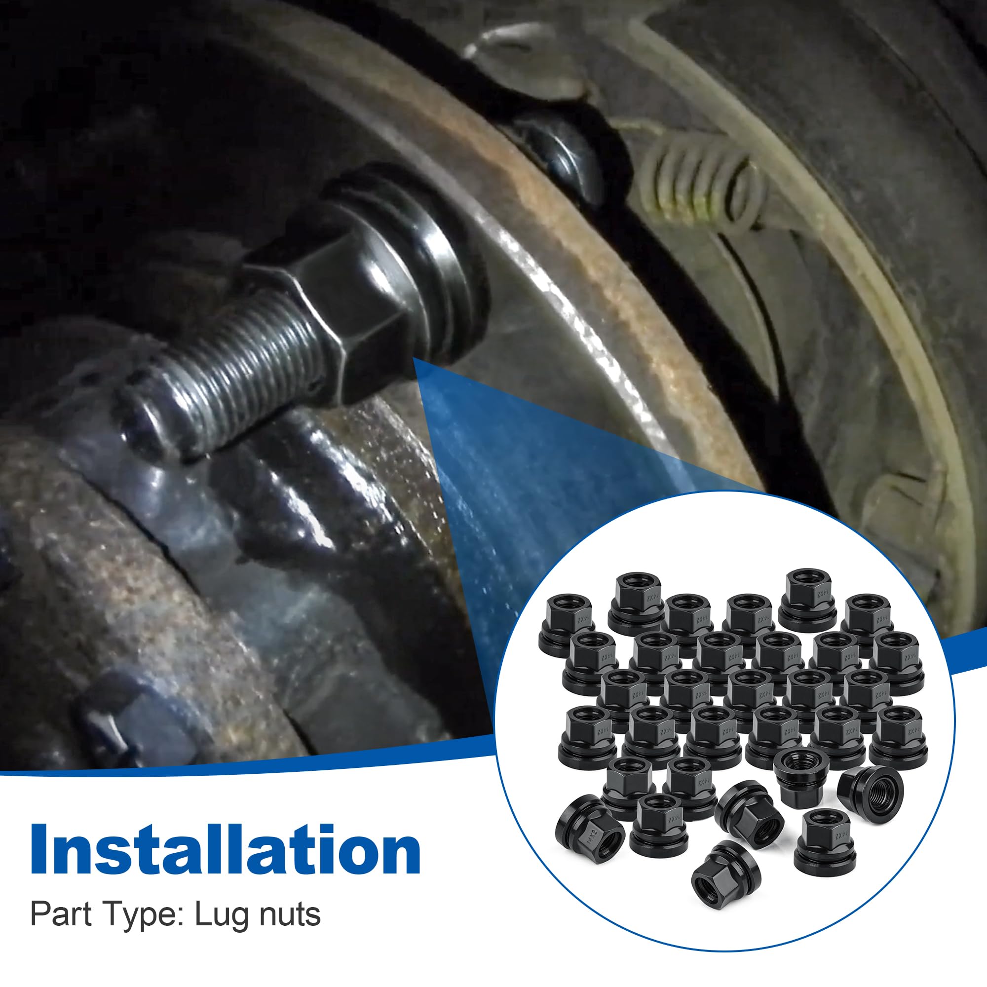 Set di 32 dadi di ricambio per ruote Ford F250 F350 1999-2002 M14x2.0 filettatura piatta rondella nera