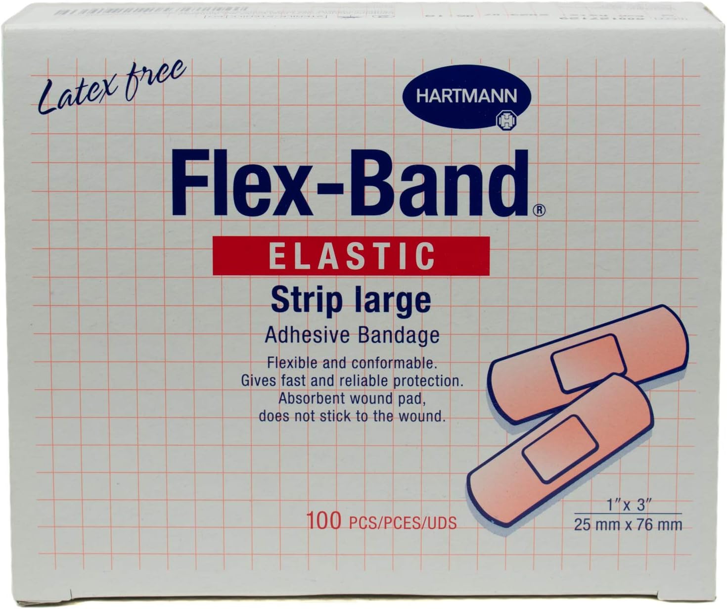 Hartmann Flex-Band Fabric Adhesive Bandages, Strips, 1" x 3", Box of 100