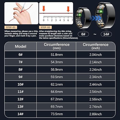 Miniatura 2 de Anillo inteligente de salud para mujeres y hombres, anillo de seguimiento de actividad física con frecuencia cardíaca, oxígeno en sangre, rastreador