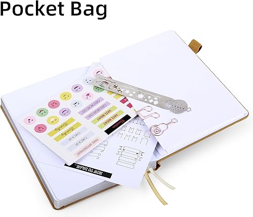 Miniatura 5 de SeQeS Diario de puntos con viñetas  Cuaderno de cuadrícula de puntos A5 con número de páginas, papel a prueba de sangrado, borde plateado y piel