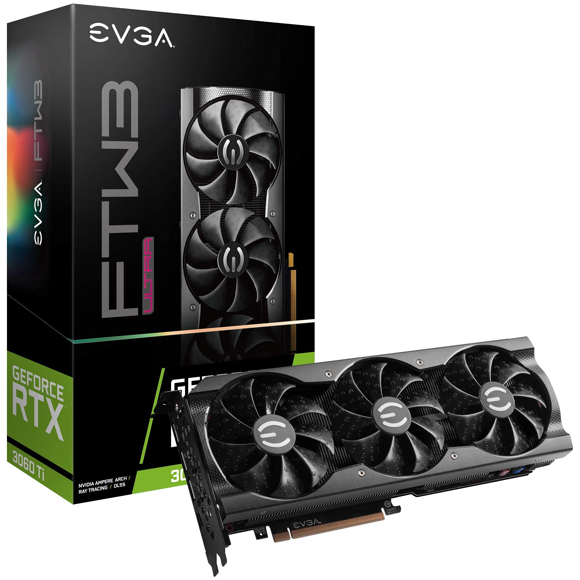 EVGA GeForce RTX 3060 Ti FTW Ultra Gaming, 08G-P5-3667-KL, 8GB GDDR6, iCX3 Cooling, ARGB LED, LHR (Renewed)