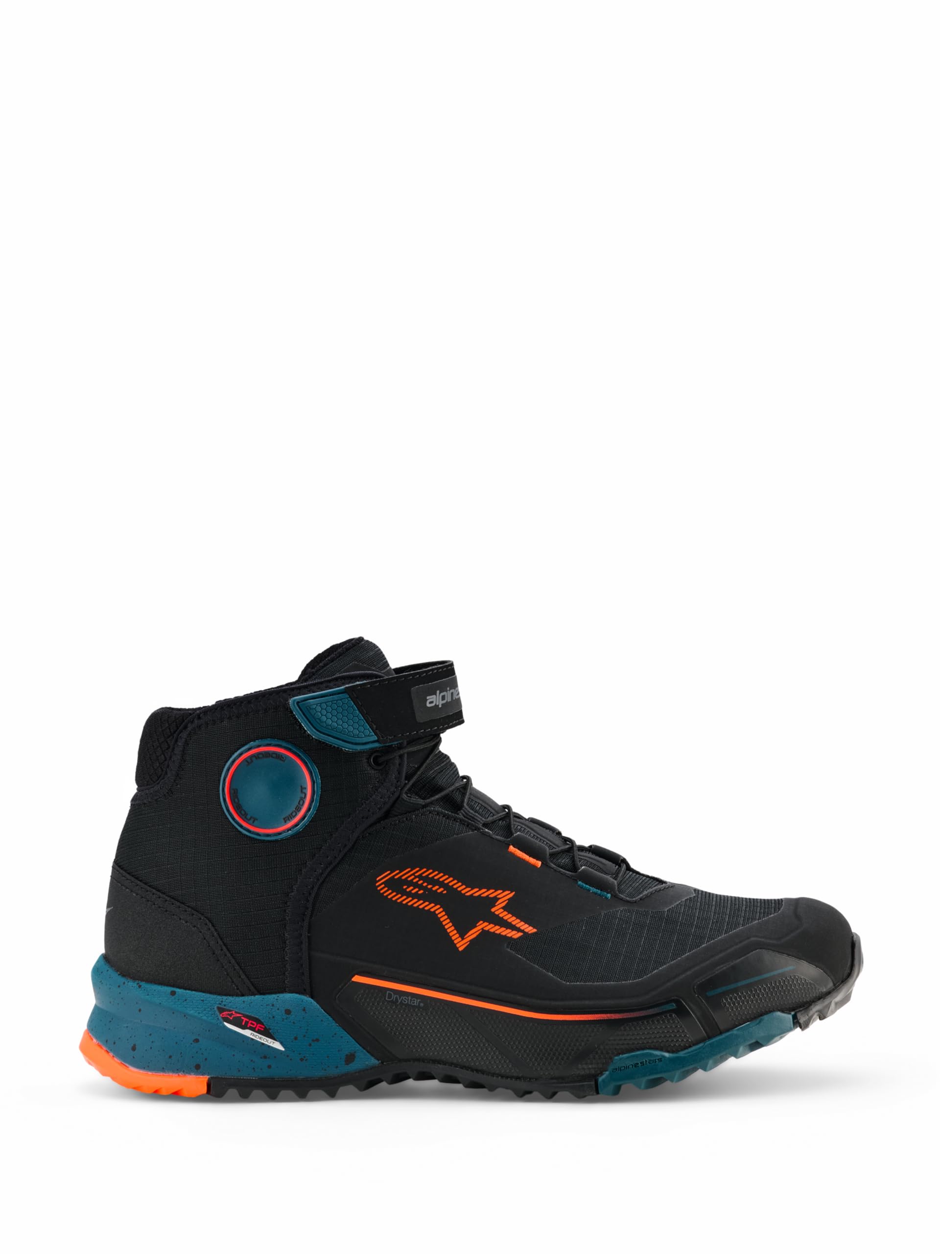 Alpinestars CR-X Drystar Riding Shoes 12.5, Black/Petrol/Orange Fluo