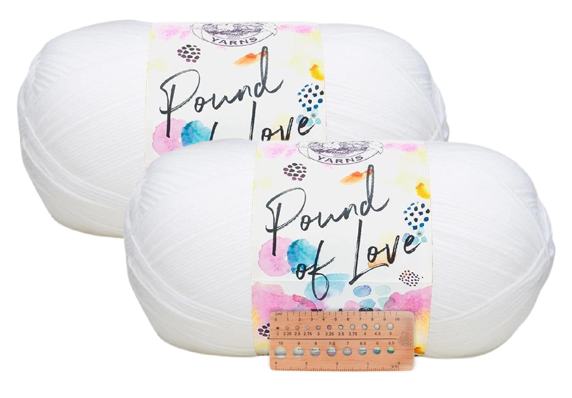 Lana blanca Lion Brand Pound of Love pack de 2 para tejer colchas grandes sin nudos