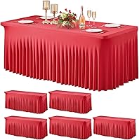 Vista 36 de Wish Care Paquete de 2 manteles de elastano elástico azul bebé para mesas rectangulares de 4 pies, manteles ajustables sin arrugas de 4 pies