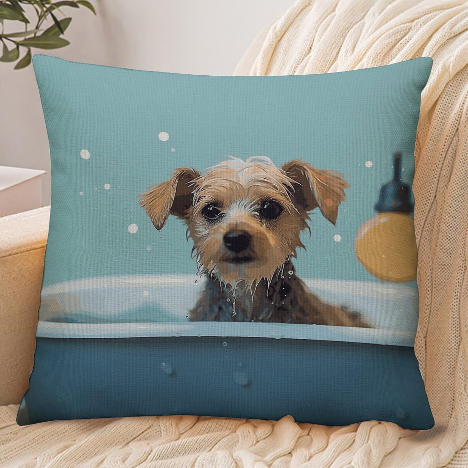 Fekiloot Style Funny Dog In Bathtub Pillowcase Pillow Sham Pillow Case