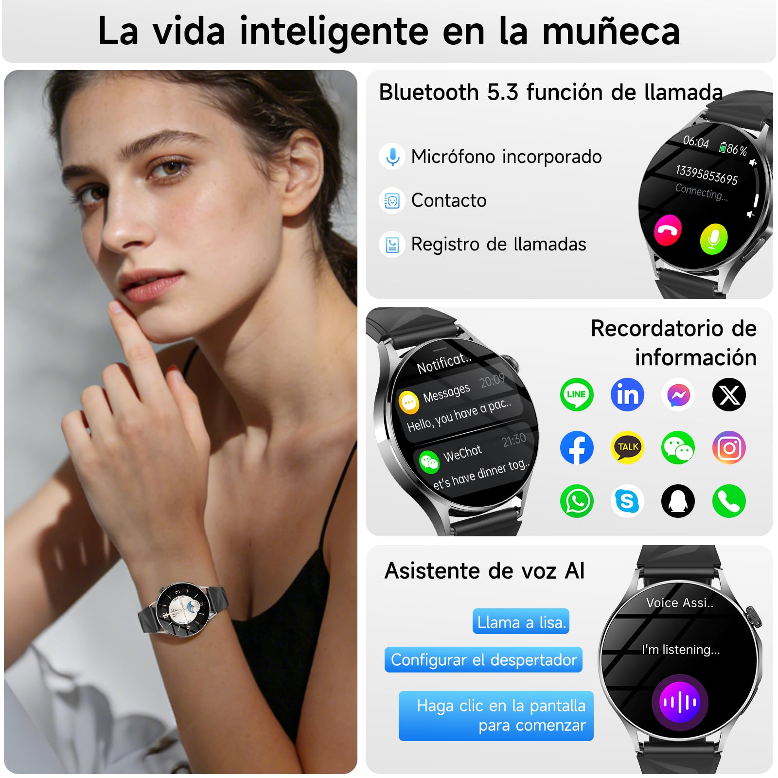 YUPENG ECG Reloj Inteligente Mujer con Presión Arterial/HRV /SpO2 /Sueño | 1.32" Salud Smartwatch con Frecuencia Cardíaca Lípidos Salud Watch Pulsómetro