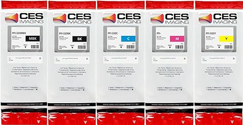 Canon TM-250, TM-350, TM-355 Juego de depósitos de tinta de 10.1 fl oz PFI-320MBK PFI-320BK PFI-320C PFI-321M PFI-320Y