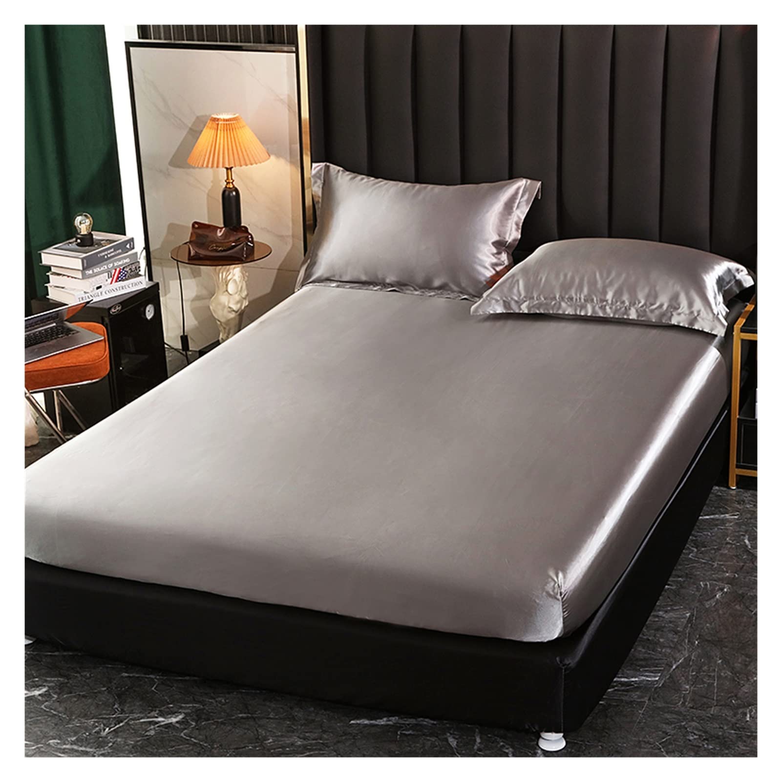 Drap d'été en soie ice silk rafraîchissant pour des nuits fraîches et confortables en gris