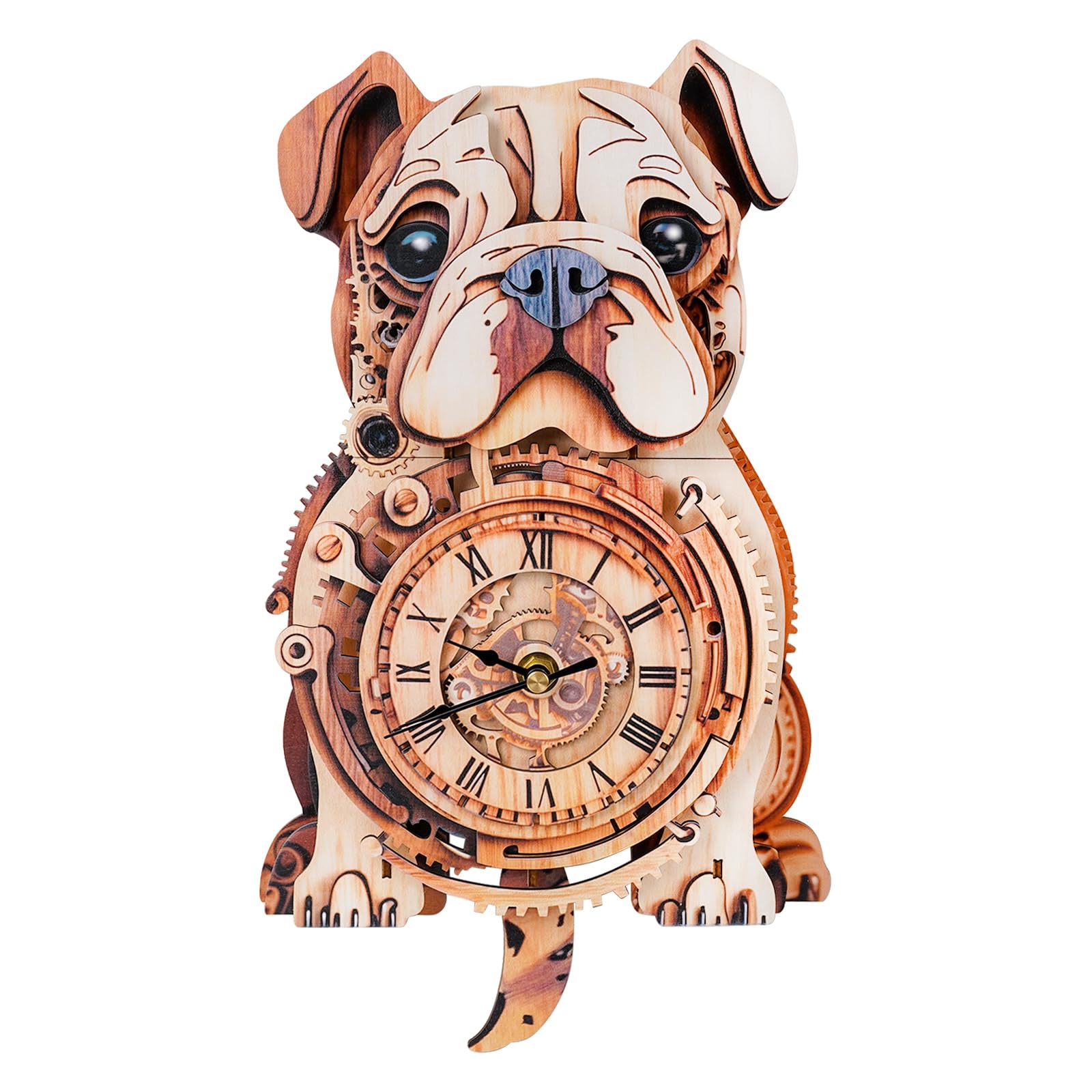 Cutywood 3d Puzzles for Adults-Bulldog Clock with Functional Timepiece, 3d Wood Puzzle (7.7 * 13.1in)