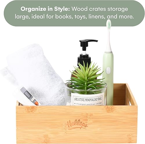 Miniatura 6 de Hallops Caja grande de madera  Cajas de madera para almacenamiento  Juego de cajas grandes de anidación  Estantería portátil de madera antigua