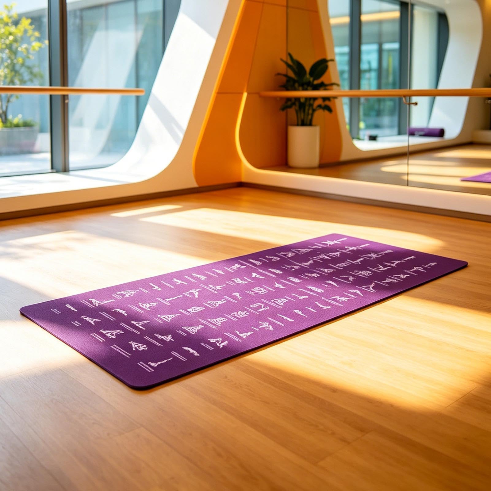 Mata do Pilates Antyrozdzierająca, Miękka z Pozycjami i Rozciąganiami | Mata do Jogi Antypoślizgowa do Treningu do Użytku Wewnątrz, na Podłodze, w Siłowni, Studio, Pilates, Fitness,