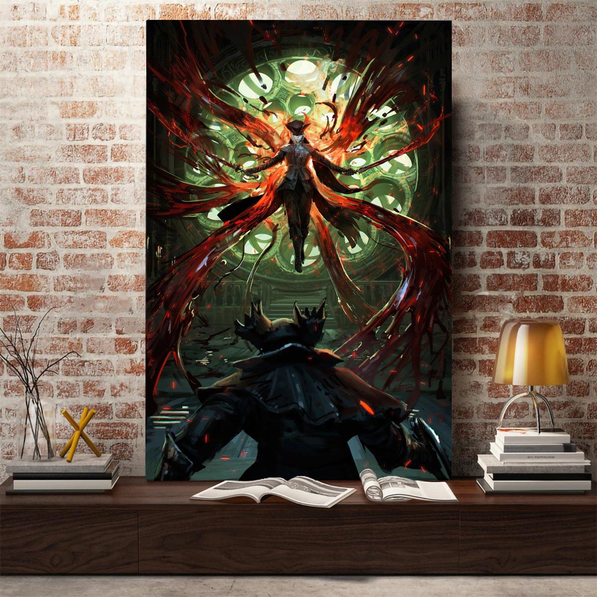 LHQN Bloodborne Poster,Fear The Old Blood,Cartel De Bloodborne Canvas Wall Art For Living Room Decor Aesthetic Vintage Poster & Print Classroom Motivational Posters Guy Room Decor,12x18 Inch,Unframed